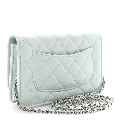 Chanel Caviar Quilted Wallet on Chain WOC Light Blue 3 of 12