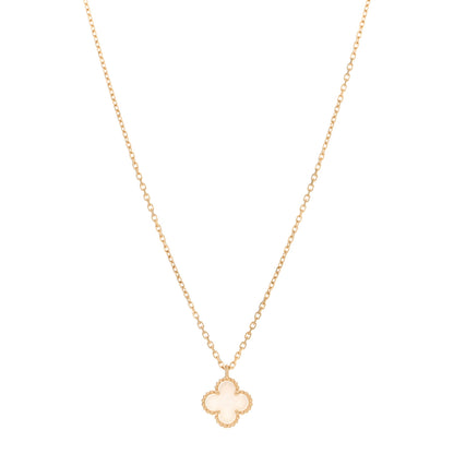 Van Cleef & Arpels 18K Yellow Gold Mother of Pearl Sweet Alhambra Pendant Necklace 1 of 5