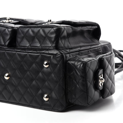 Chanel Calfskin Quilted Large Cambon Multipocket Reporter Black White 7 of 9