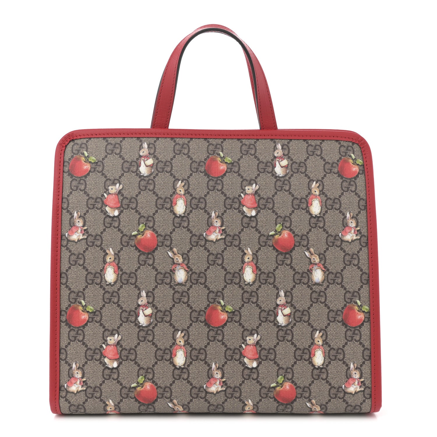 Gucci X Peter Rabbit GG Supreme Monogram Rabbit Apple Childrens Tote Beige Ebony Multicolor Bright Hibiscus 1 of 9