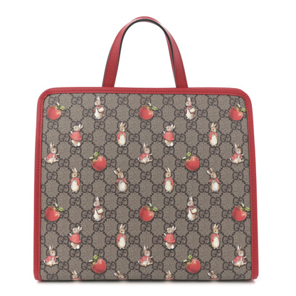 Gucci X Peter Rabbit GG Supreme Monogram Rabbit Apple Childrens Tote Beige Ebony Multicolor Bright Hibiscus 1 of 9
