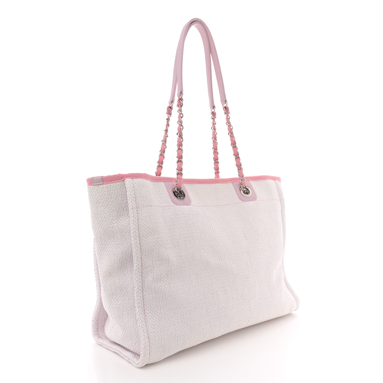 Chanel Woven Straw Raffia Small Deauville Tote Pink 3 of 12