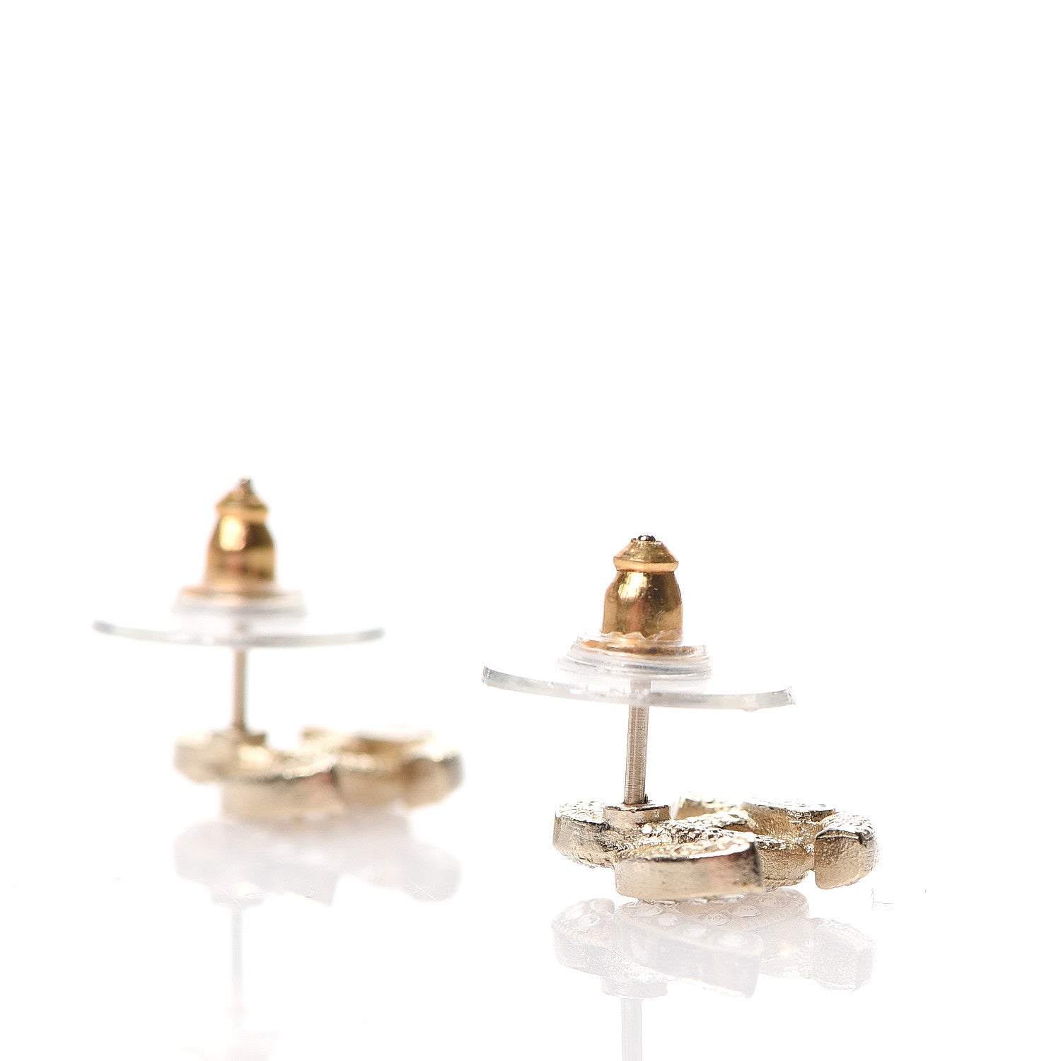 Chanel Crystal CC Earrings Light Gold 3 of 5