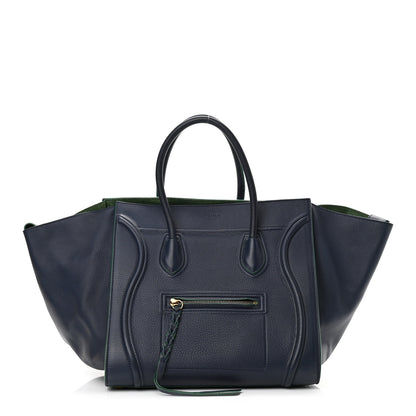 Celine Supple Calfskin Medium Phantom Luggage Navy Blue Green Trim 1 of 8