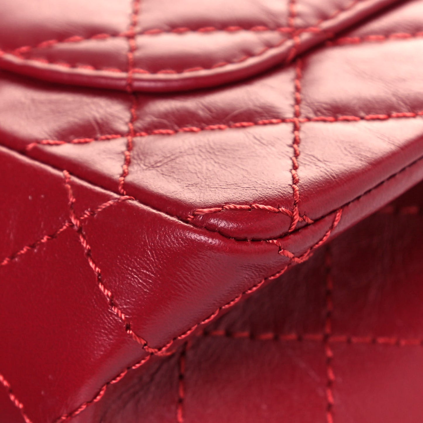 Aged Calfskin Quilted 2.55 Reissue Mini Flap Red