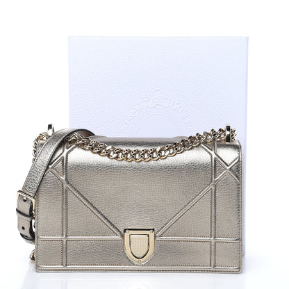 Christian Dior Metallic Grained Calfskin Medium Diorama Flap Bag Gold 9 of 9