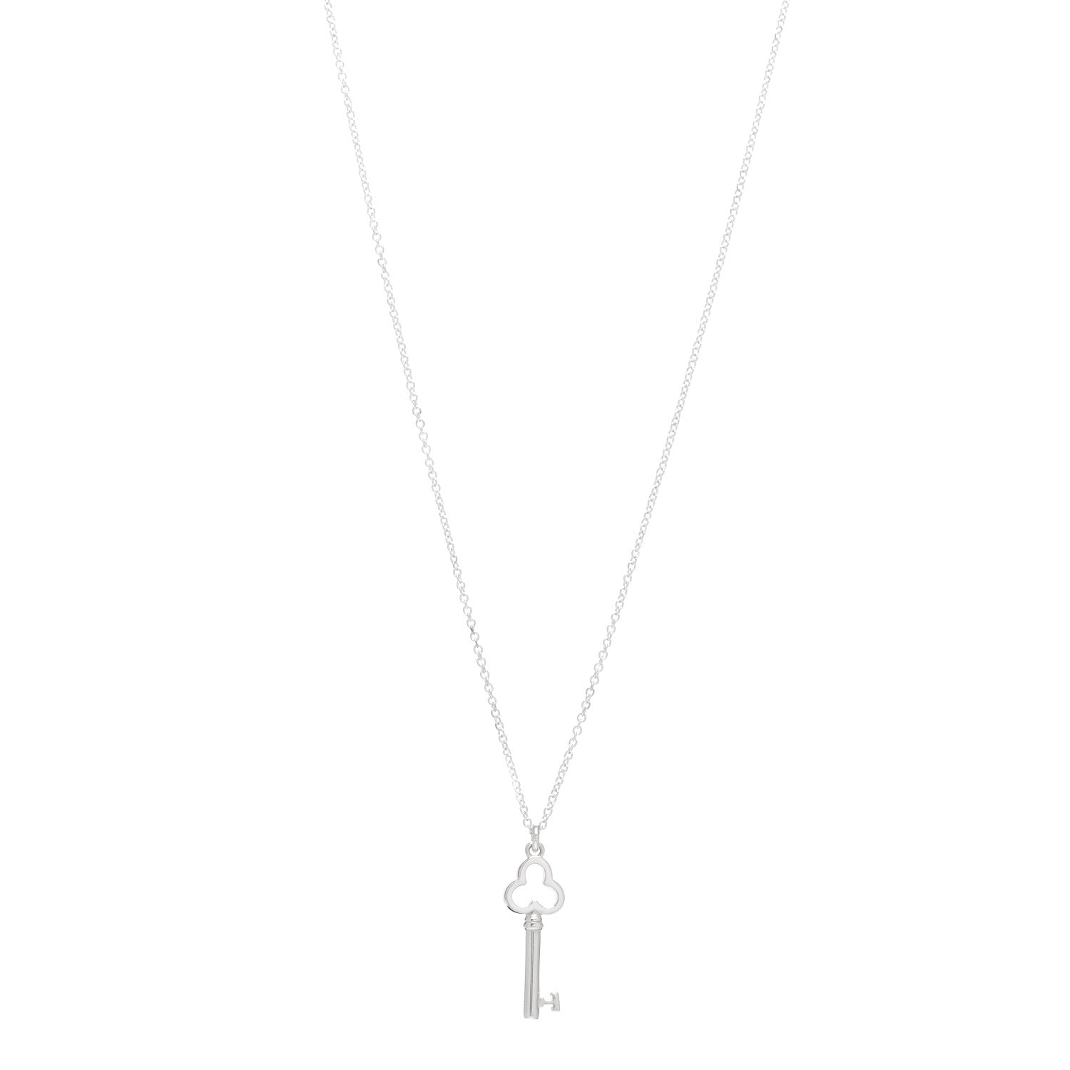 Tiffany Sterling Silver Trefoil Key Pendant Necklace 1 of 4