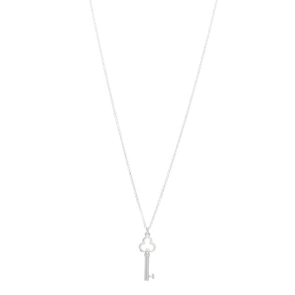 Tiffany Sterling Silver Trefoil Key Pendant Necklace 1 of 4