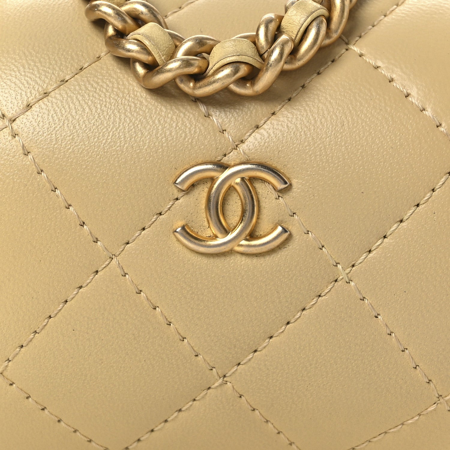 Chanel Lambskin Quilted CC Bubble Vanity Case With Chain Light Yellow 8 of 12