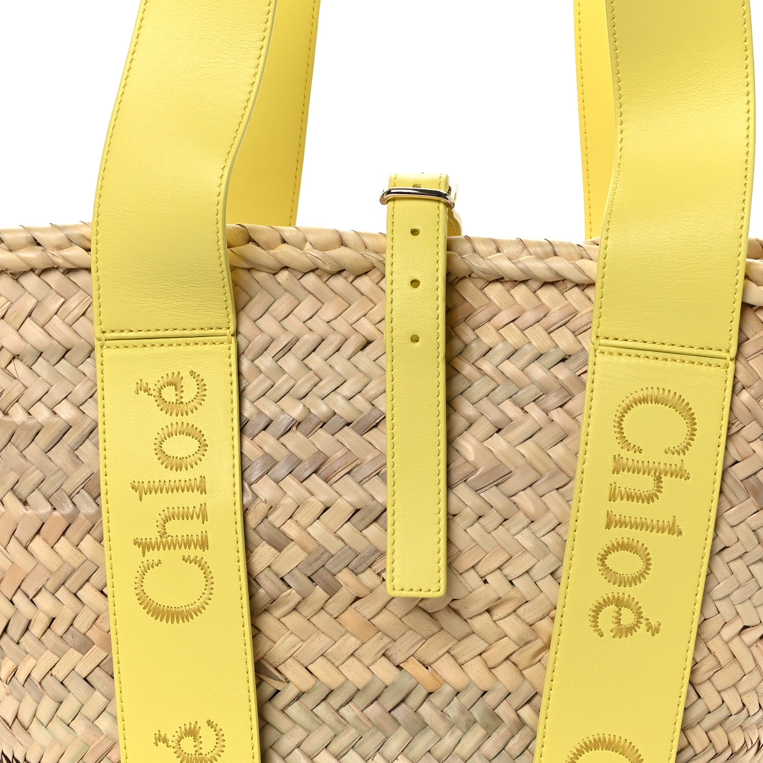 Chloe Raffia Smooth Calfskin Medium Sense Basket Daffodil Yellow 8 of 10