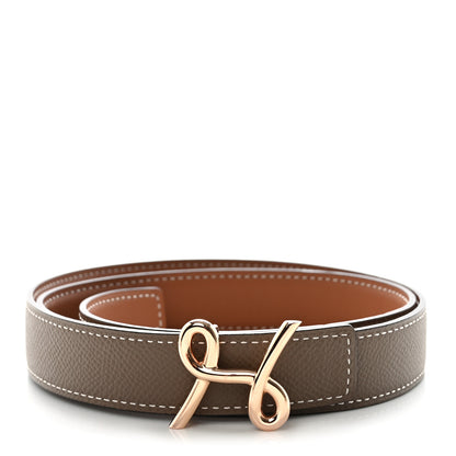 Hermes Swift Epsom 24mm H Cursives Belt 80 32 Gold Etoupe 1 of 6