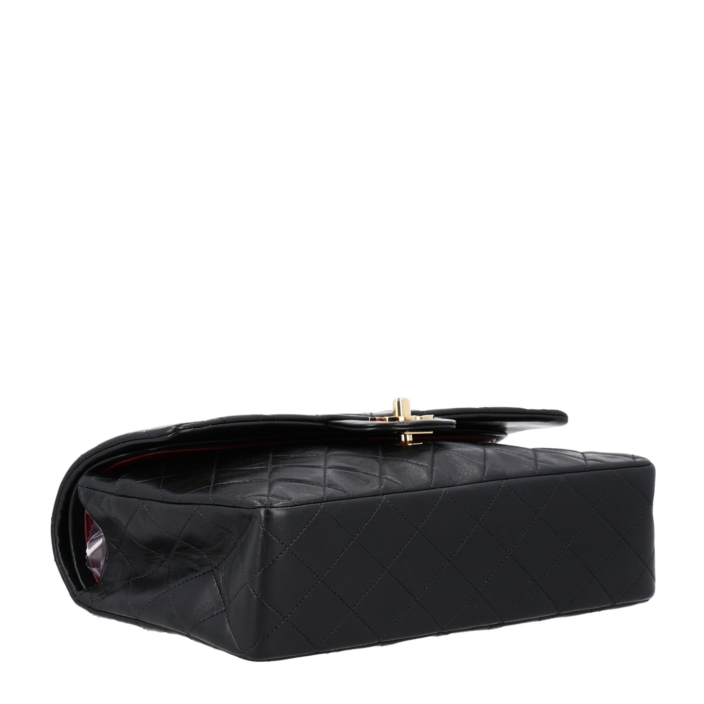 Lambskin Quilted Medium Double Flap Black