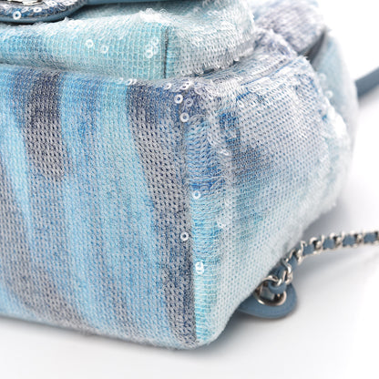 Chanel Sequin Tri-color Waterfall Backpack Light Blue 9 of 10