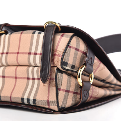 Burberry Haymarket Check Large Bridle Saddle Bag Dark Clove Brown 7 of 10
