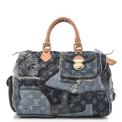 Louis Vuitton Denim Patchwork Speedy 30 Blue 1 of 8
