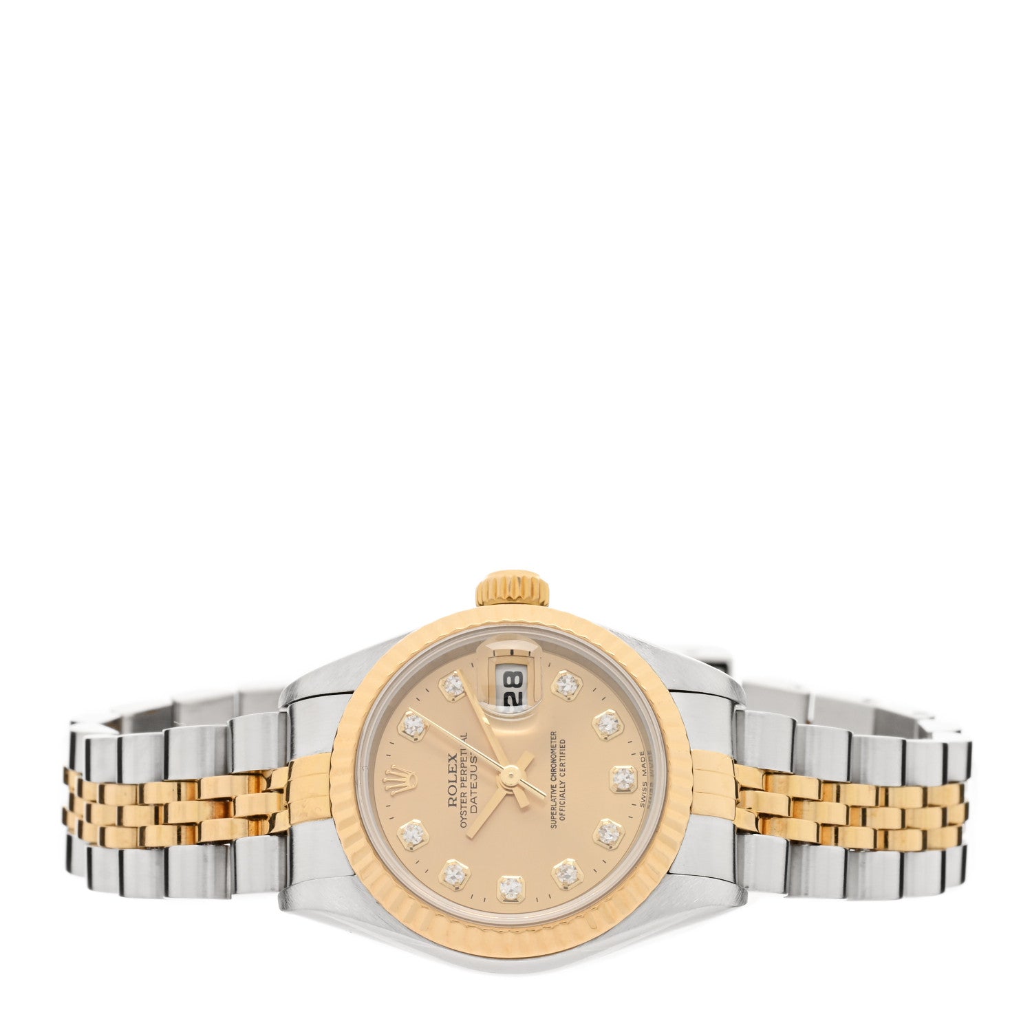 Rolex Stainless Steel 18K Yellow Gold Diamond 26mm Oyster Perpetual Datejust Watch Champagne 79173 2 of 4