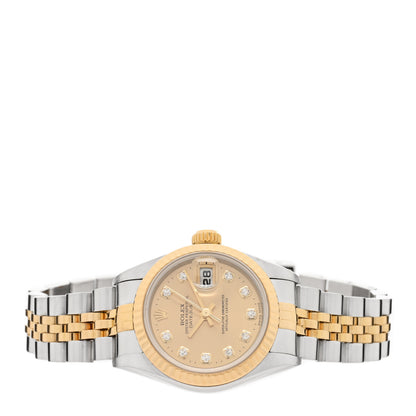 Rolex Stainless Steel 18K Yellow Gold Diamond 26mm Oyster Perpetual Datejust Watch Champagne 79173 2 of 4