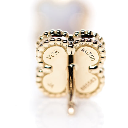 Van Cleef & Arpels 18K Yellow Gold Mother of Pearl Sweet Alhambra Earrings 5 of 6