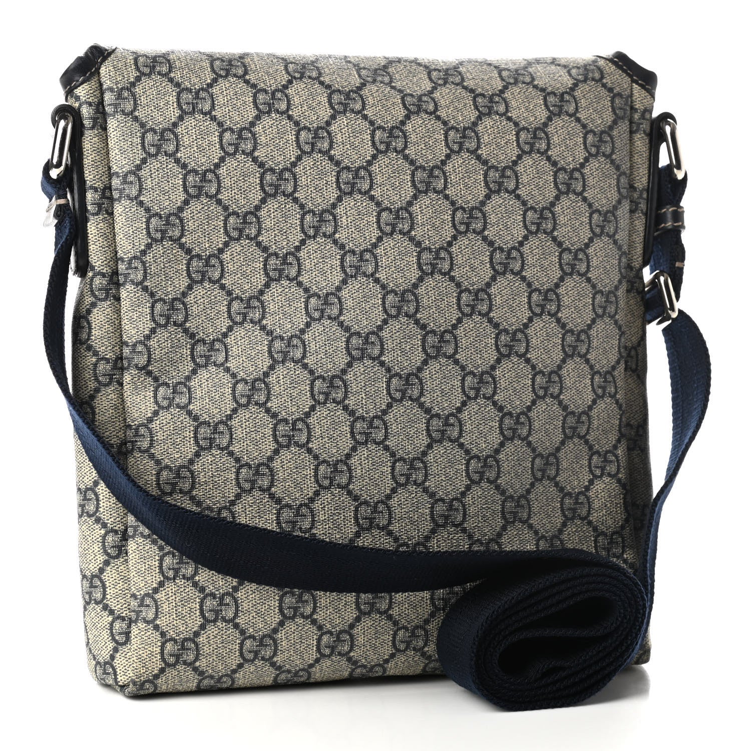 Gucci GG Plus Monogram Sellieria Calfskin Small Flap Messenger Bag Beige Blue 3 of 10