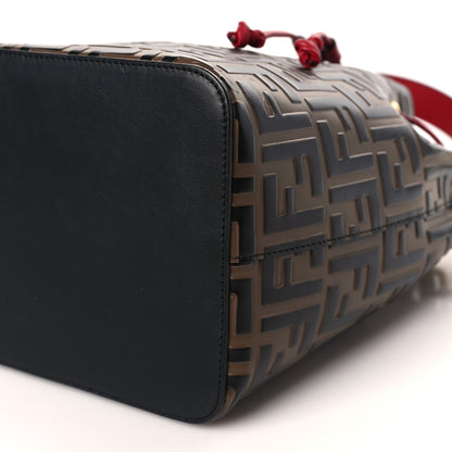 Fendi Vitello Grace F is Fendi Bi-Color FF 1974 Embossed Grande Mon Tresor Bucket Bag Maya Black Fragola 9 of 9