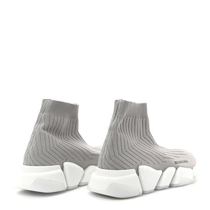 Balenciaga Ribbed Knit Womens Speed 2.0 Transparent Sole Sneakers 40 Baltic Grey White 4 of 9