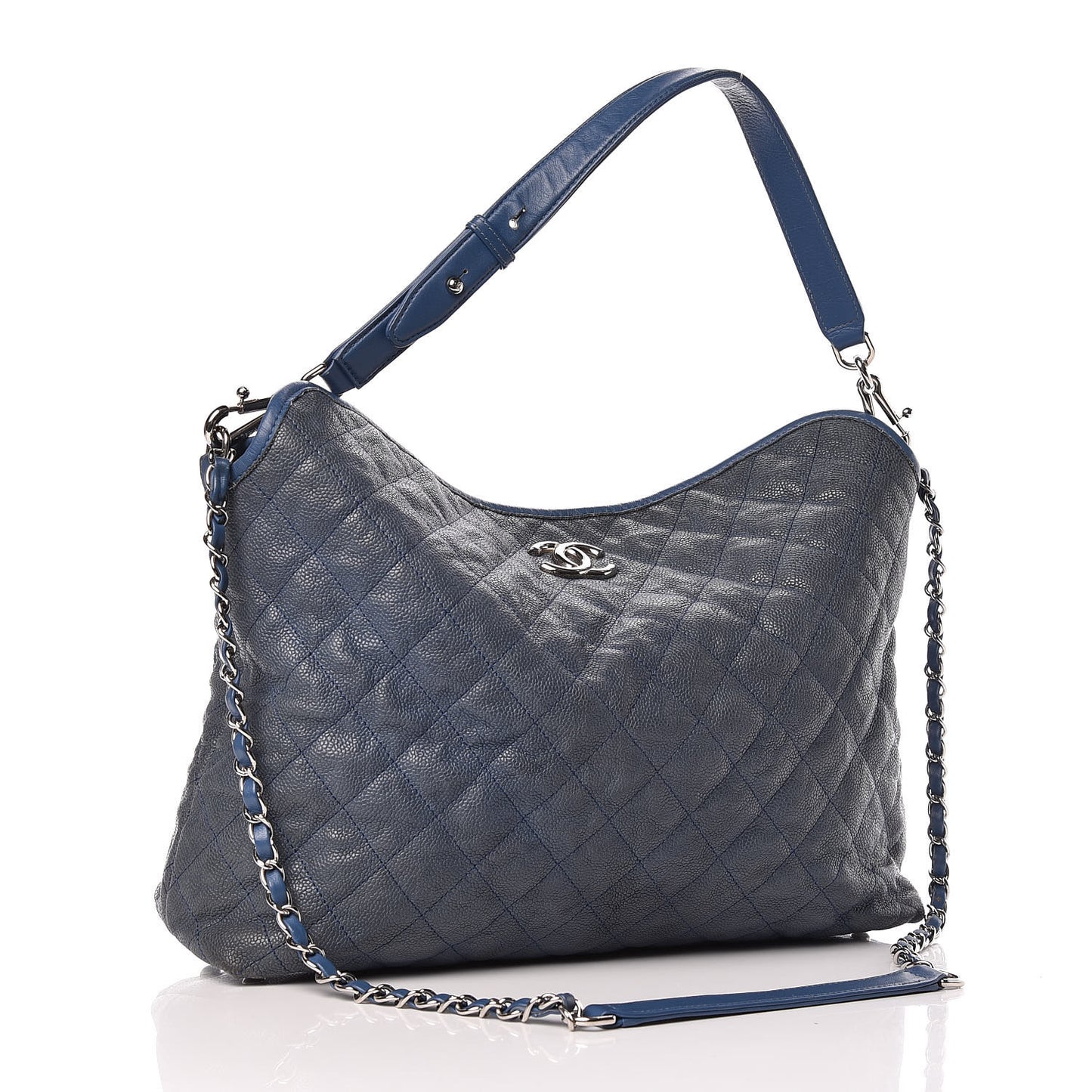 Caviar Quilted French Riviera Hobo Blue