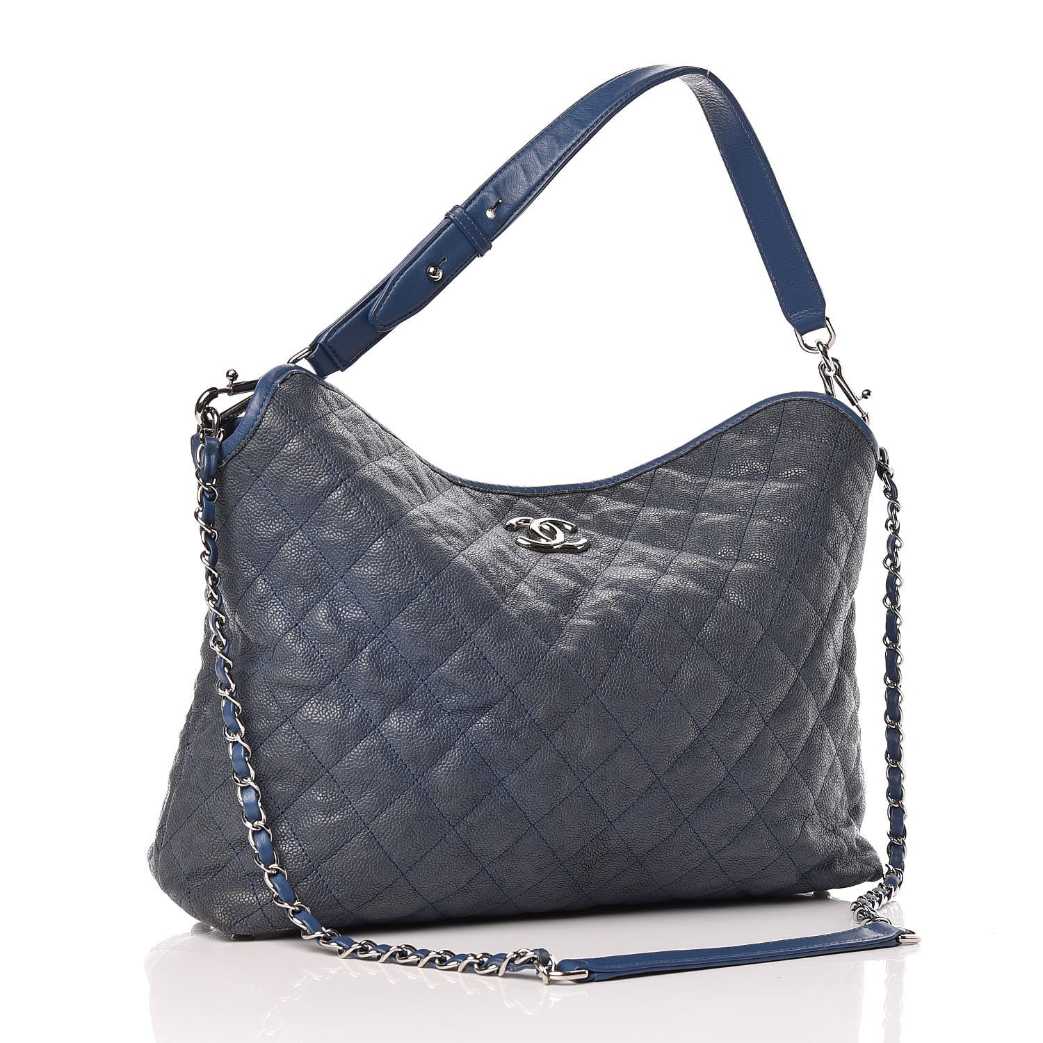 Chanel Caviar Quilted French Riviera Hobo Blue 3 of 17