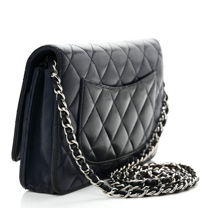 Chanel Lambskin Quilted Wallet On Chain WOC Navy Blue 3 of 13