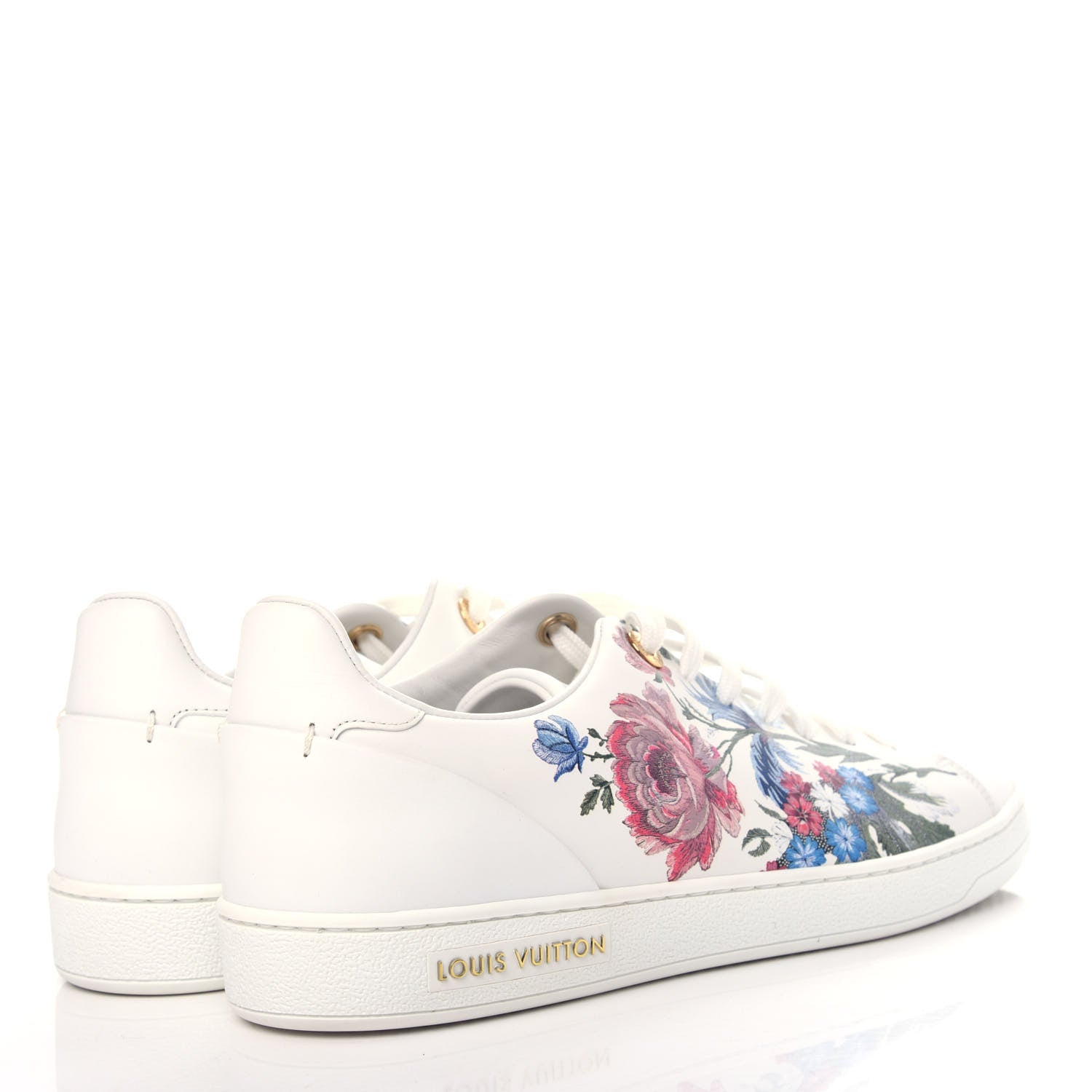 Louis Vuitton Calfskin Floral Frontrow Sneakers 39 White 4 of 11