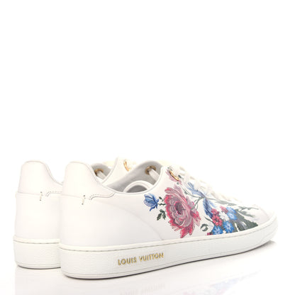 Louis Vuitton Calfskin Floral Frontrow Sneakers 39 White 4 of 11