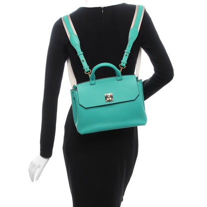 MCM Grained Calfskin Medium Milla Convertible Backpack Oasis Green 2 of 13