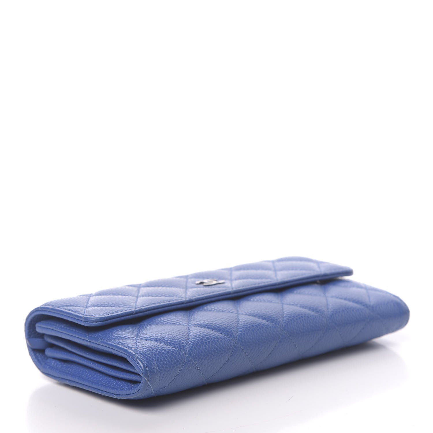 Chanel Caviar Quilted Large Gusset Flap Wallet Blue 4 of 9