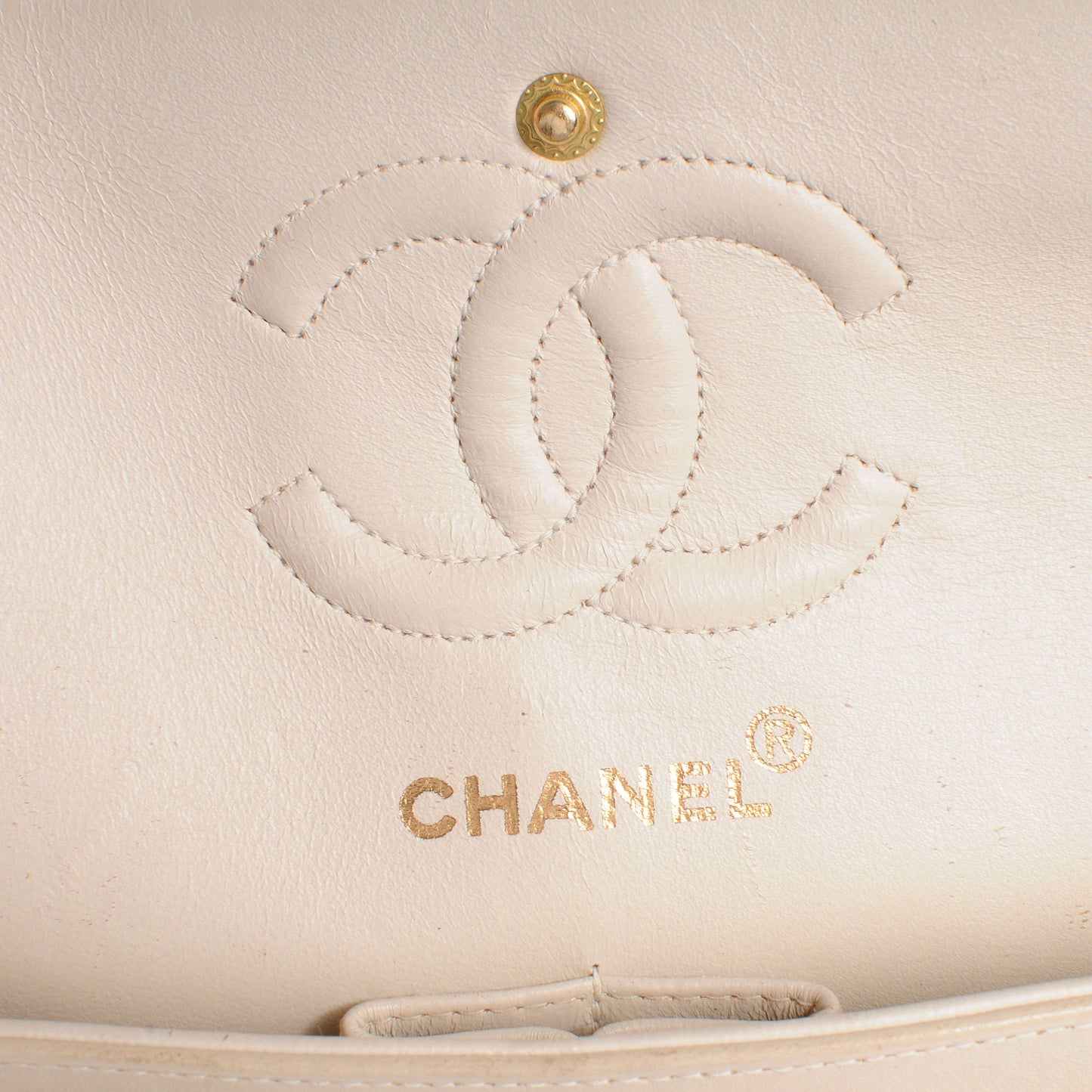 Lambskin Quilted Small Double Flap Beige