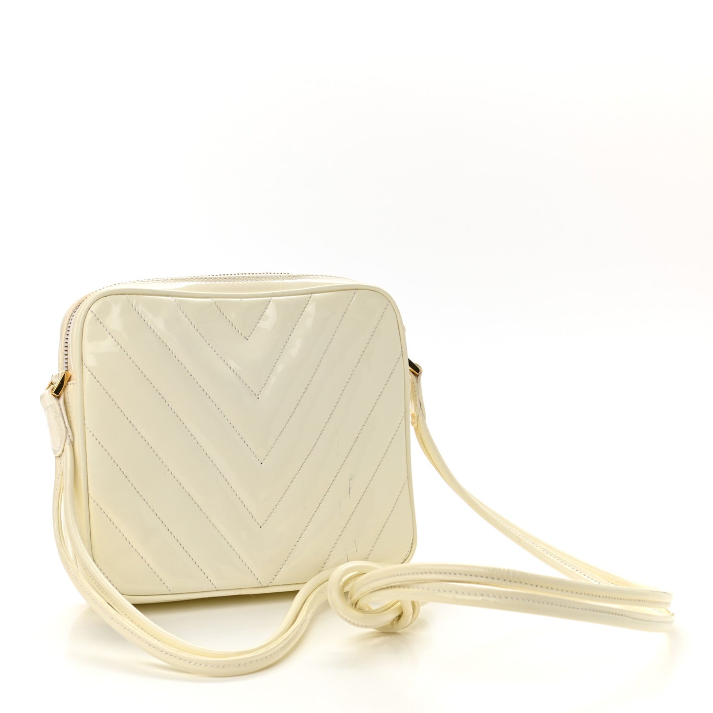 Patent Chevron Camera Bag White