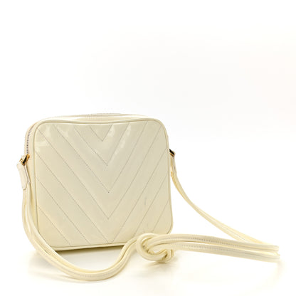 Chanel Patent Chevron Camera Bag White 3 of 12