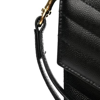 Saint Laurent Grain De Poudre Matelasse Chevron Monogram Envelope Clutch Black 8 of 9