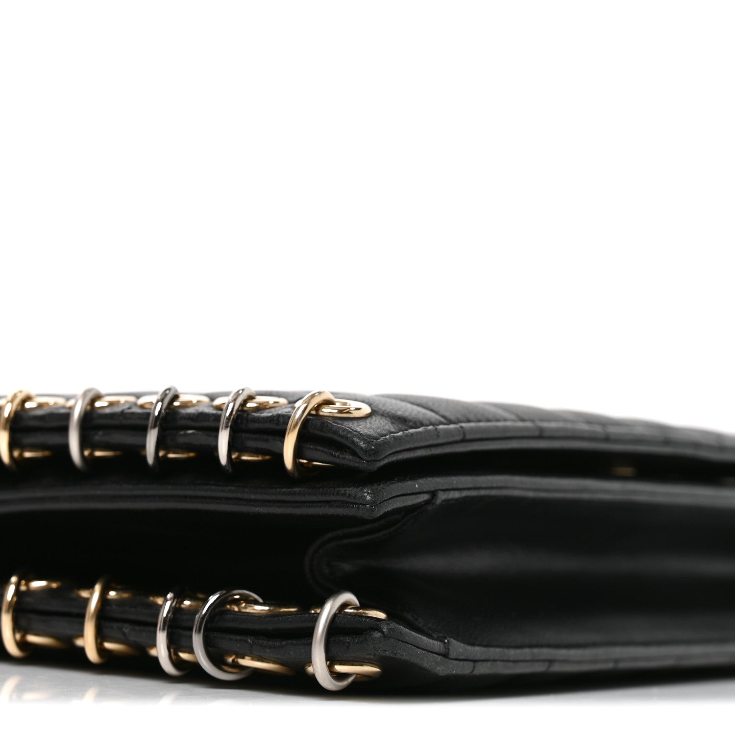 Chanel Lambskin Chocolate Bar Piercing CC Studded Small Chain Flap Bag Black 8 of 9