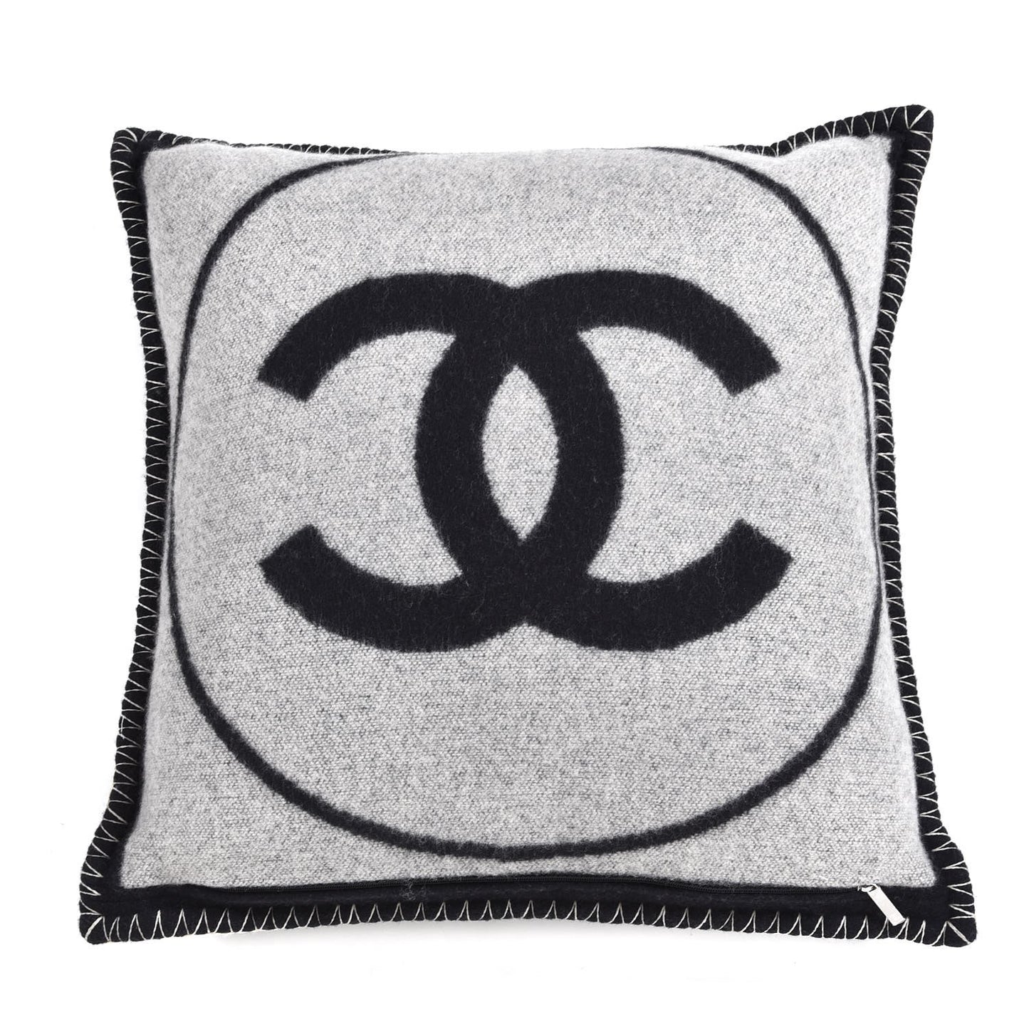 Merino Wool Cashmere CC Pillow Black Beige