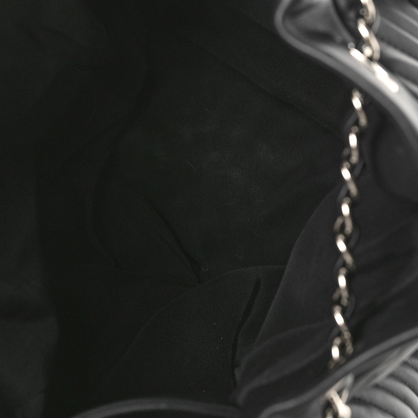 Lambskin Chevron Large Urban Spirit Drawstring Bag Black