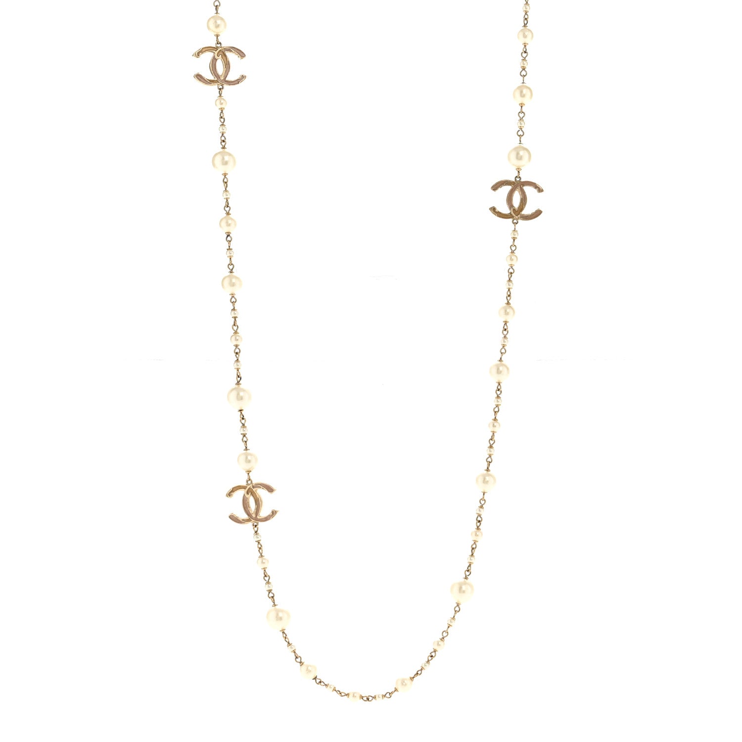 Chanel Pearl CC Long Necklace Gold 1 of 5