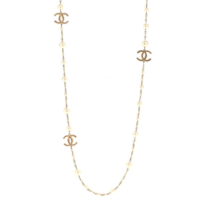 Chanel Pearl CC Long Necklace Gold 1 of 5