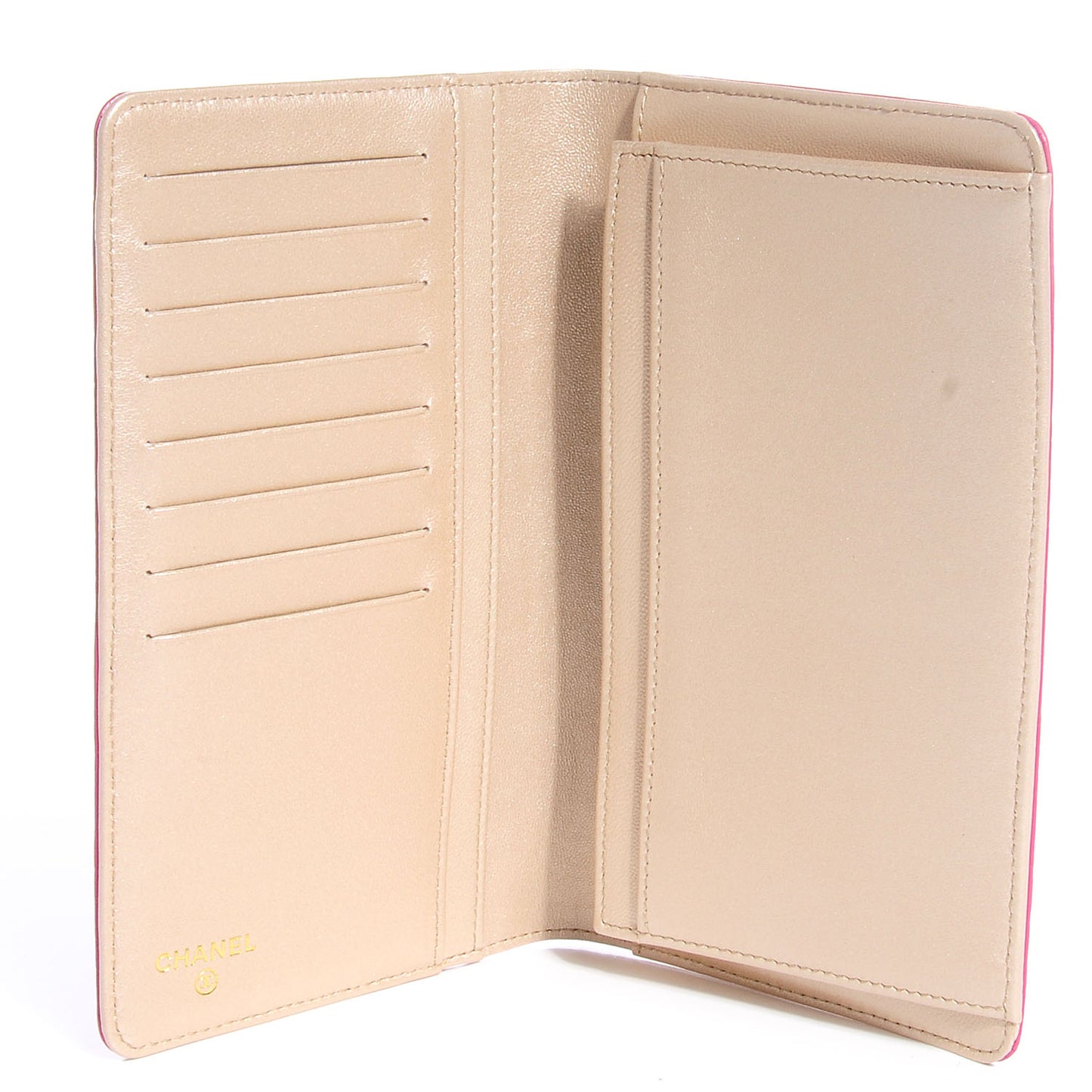 Leather Camellia Yen Wallet Fuchsia