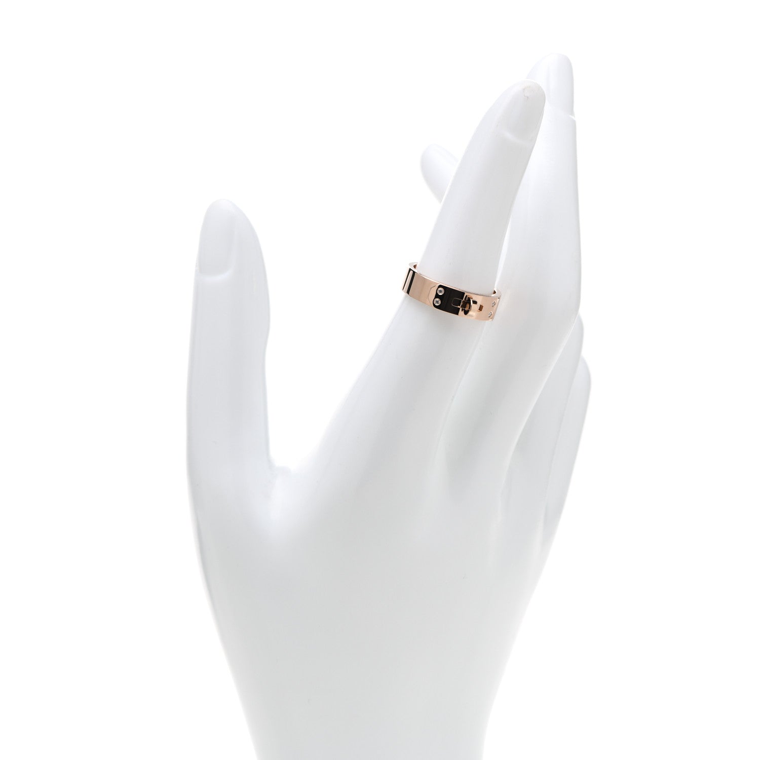 Hermes 18K Rose Gold Diamond PM Kelly Ring 53 6.25 2 of 5