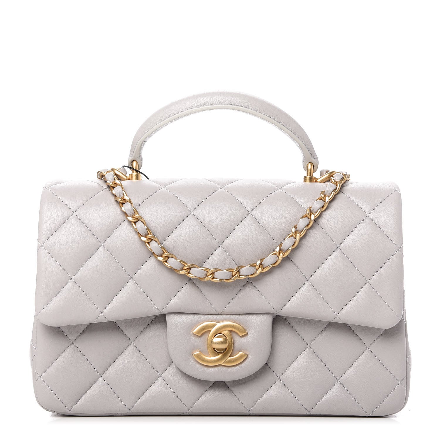 Chanel Lambskin Quilted Mini Top Handle Rectangular Flap Grey 1 of 11