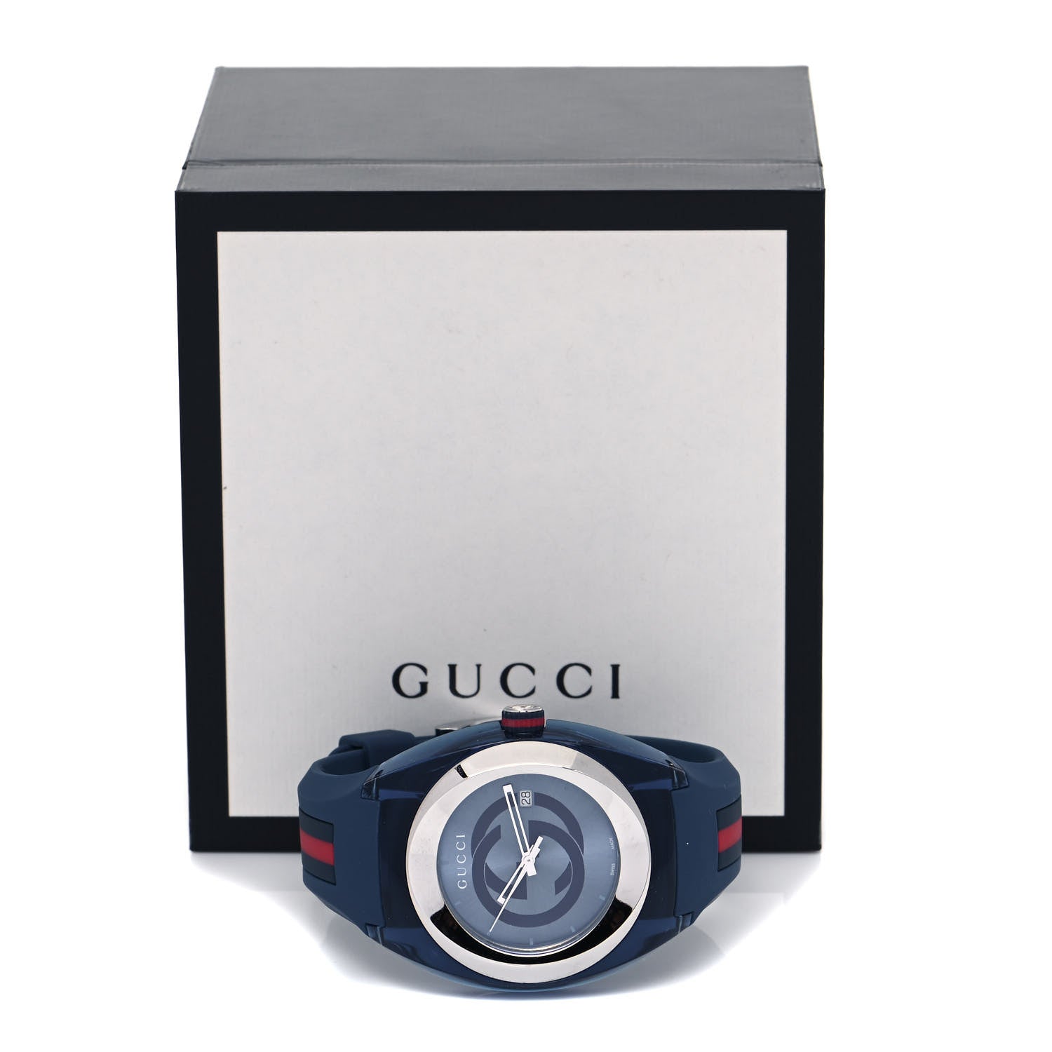 Gucci Stainless Steel Rubber 46mm Sync Web Quartz Watch Blue 5 of 5