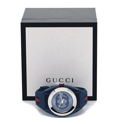 Gucci Stainless Steel Rubber 46mm Sync Web Quartz Watch Blue 5 of 5