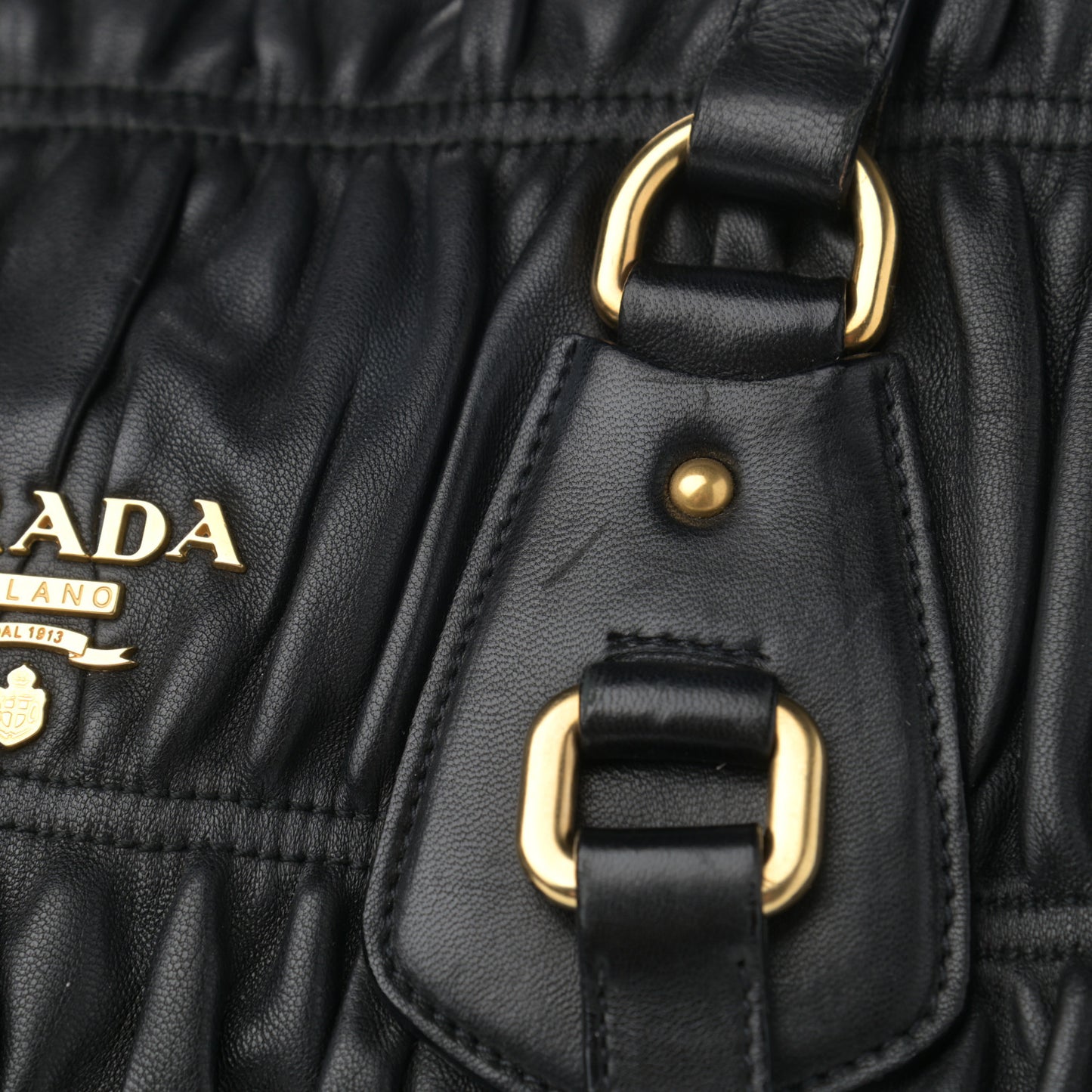 Nappa Gaufre Messenger Tote Black