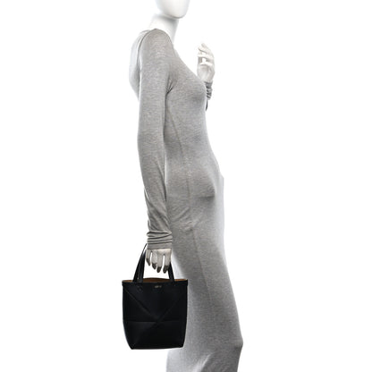 Loewe Shiny Calfskin Mini Puzzle Fold Tote Black 2 of 9