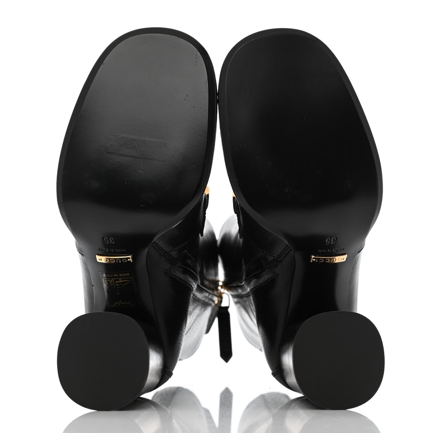 Gucci Goatskin Austin Calfskin Sylvie Chain Ankle Boots 35 Black 5 of 10