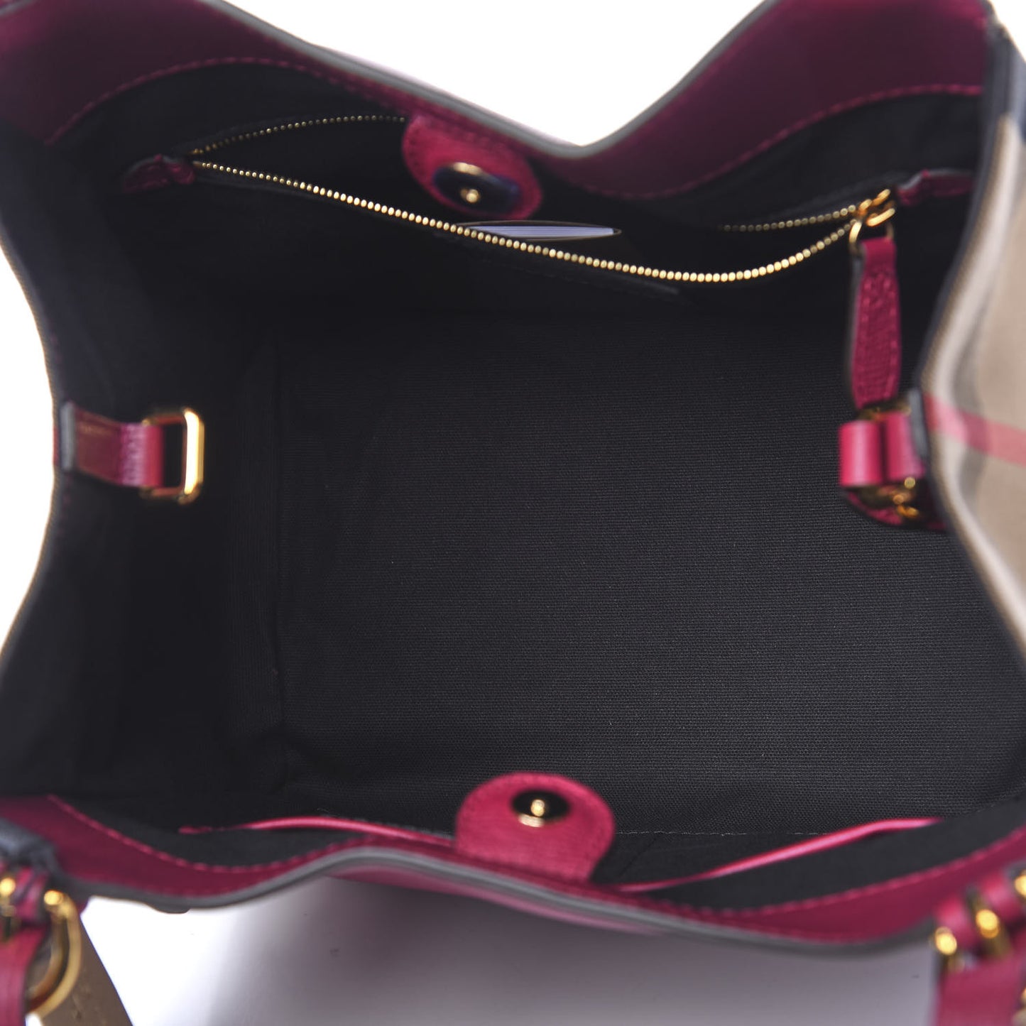 Grainy Calfskin House Check Small Canterbury Tote Berry Pink